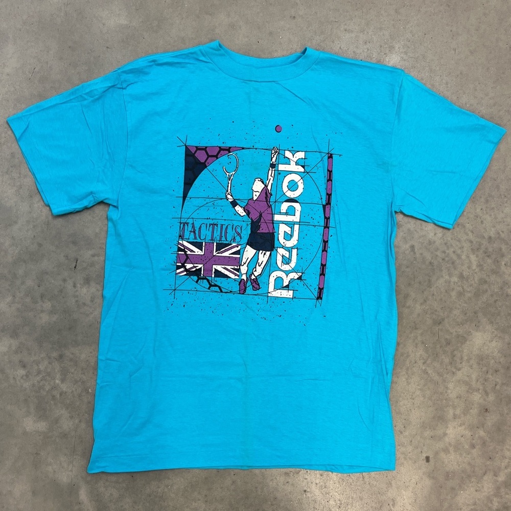 Vintage 80s/90s Reebok Sport Tactics Tennis Graphic Single Stitch Tee T-Shirt